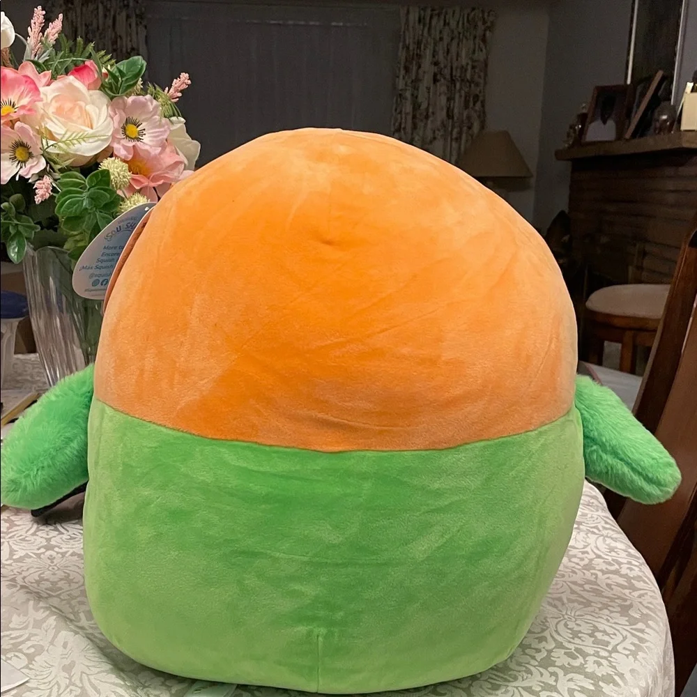 New W/Tags Squishmallow Vibrant Orange and Green Bird Plush Height 14 inches